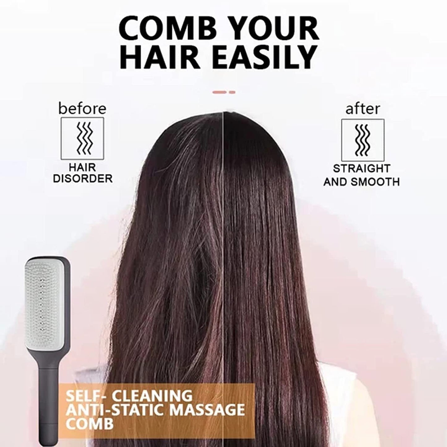 4-in-1 Self-Cleaning Hair Brush – Anti-Static Scalable Massage Comb with Rotating Lift Design