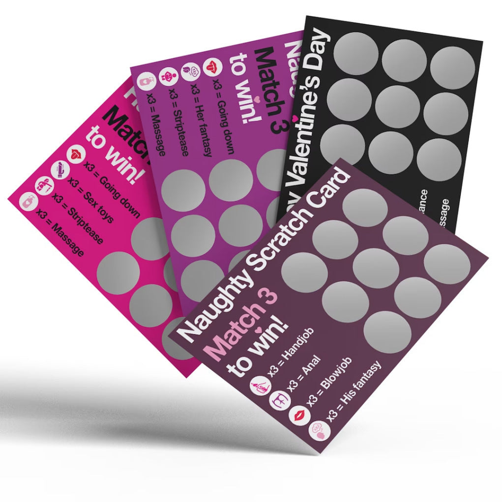Set of 4 Valentine’s Day Scratch Cards– Romantic Surprise Gift