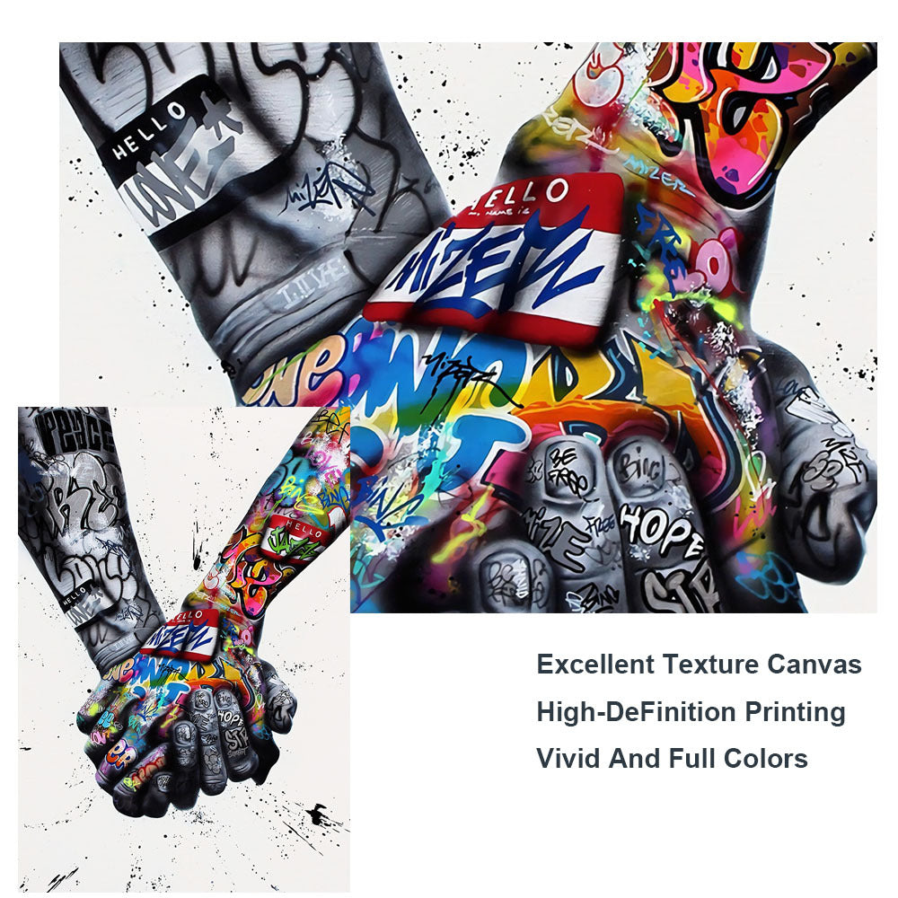 Abstract Graffiti Wall Art Print – Hand Gesture Street Style Poster (No Frame)