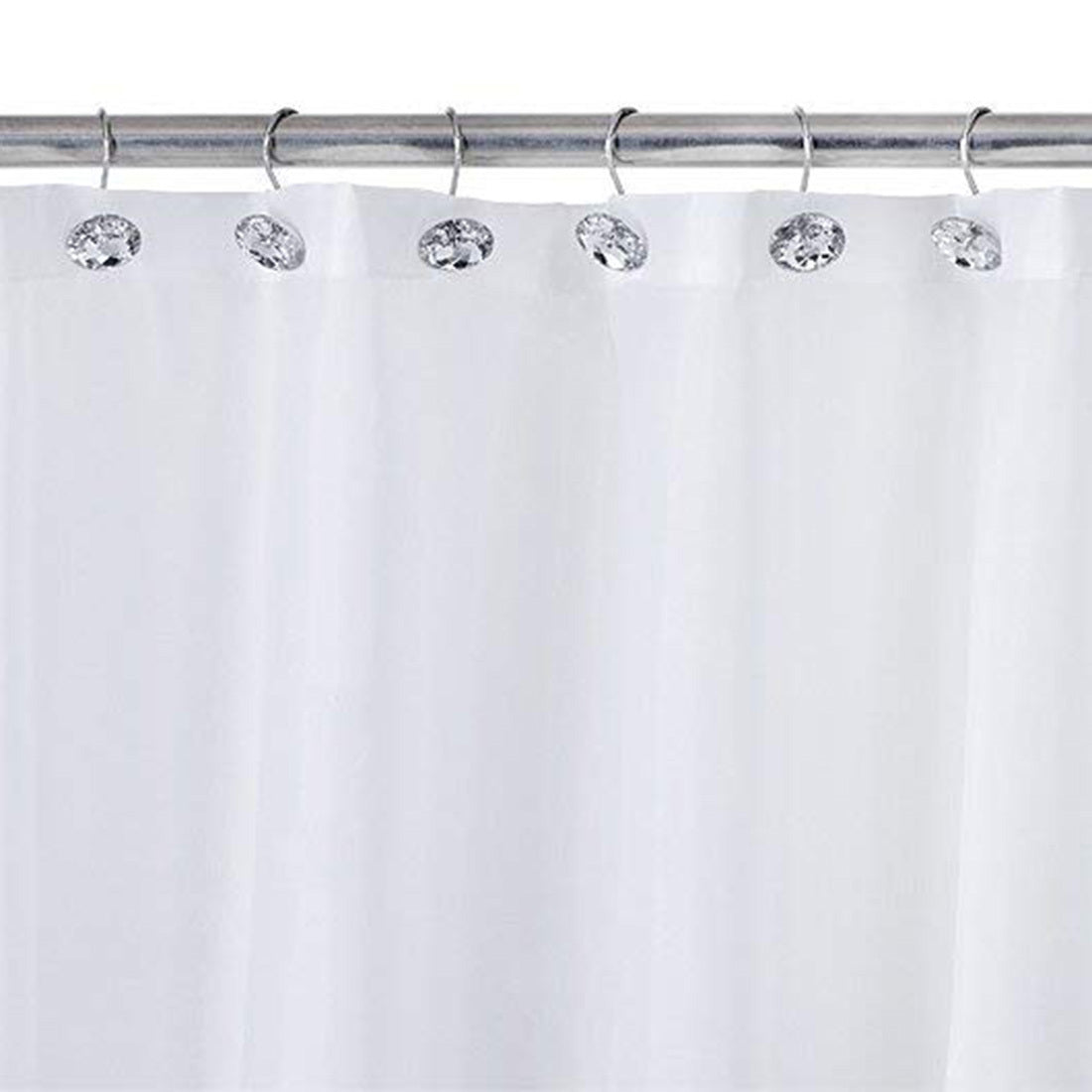 DiamondDrift Transparent Rhinestone Shower Curtain Hooks (Set of 12)