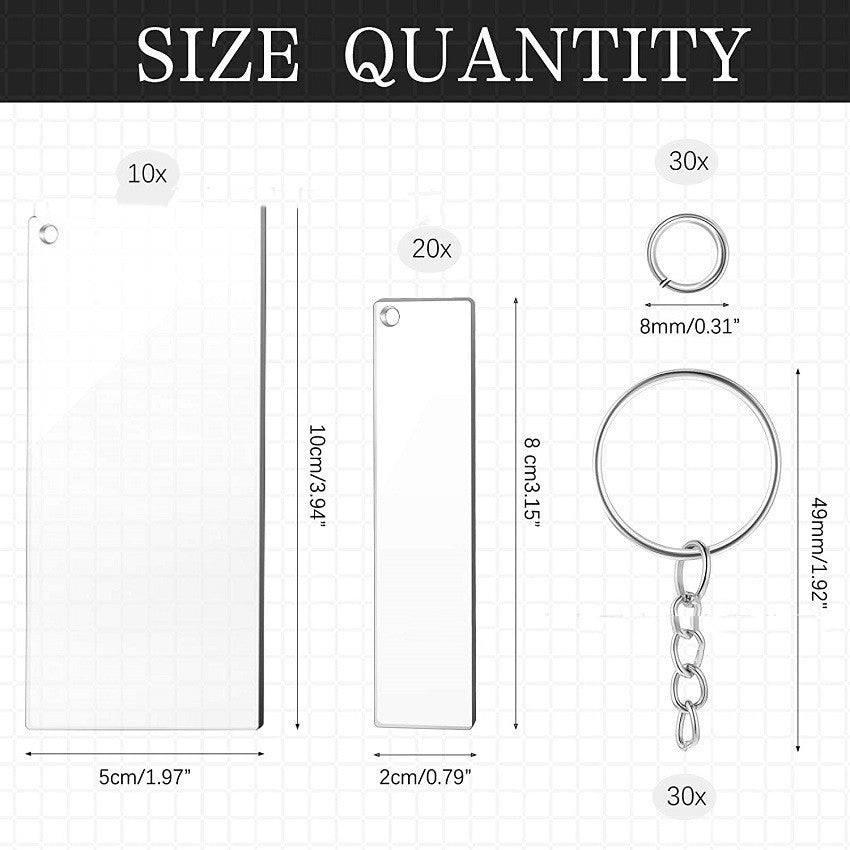 90pcs High-Clear Acrylic Keychains