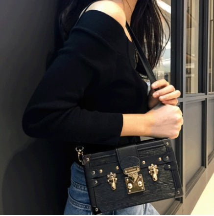 Retro Trunk-Style Small Square Bag – Diagonal Crossbody Statement