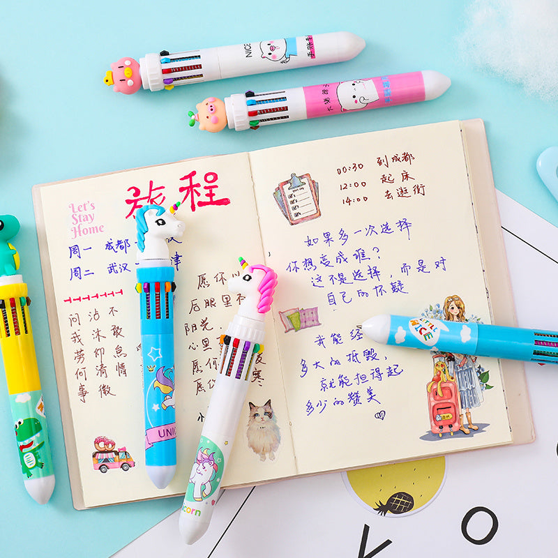 Multi-Color Ballpoint Pens β 10-in-1 Press Style