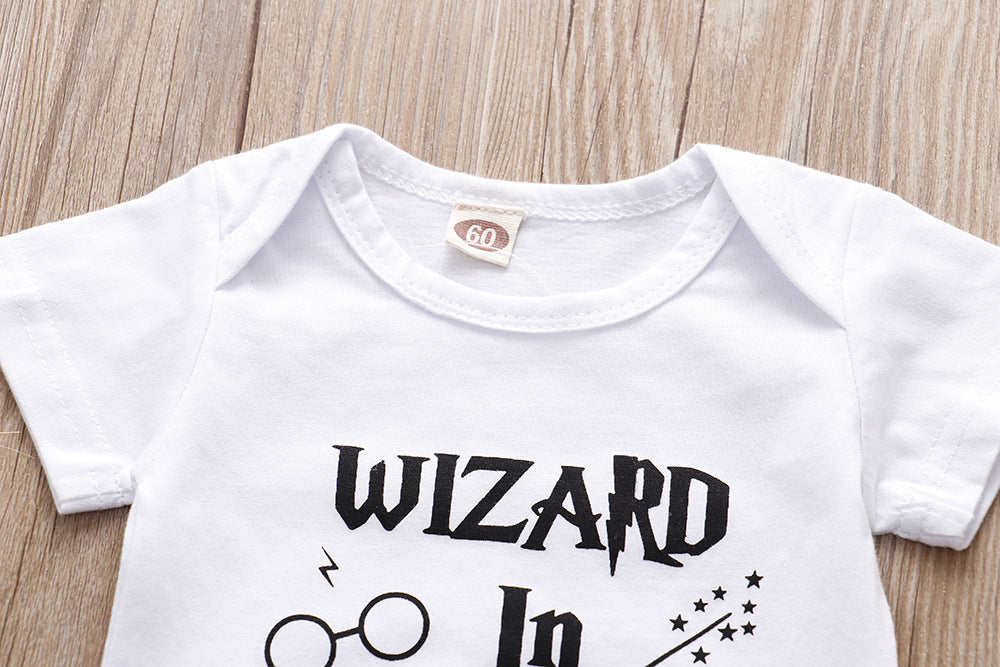 3 Piece Romper "Wizard in Training" or "Little Wizard has Arrived" Set