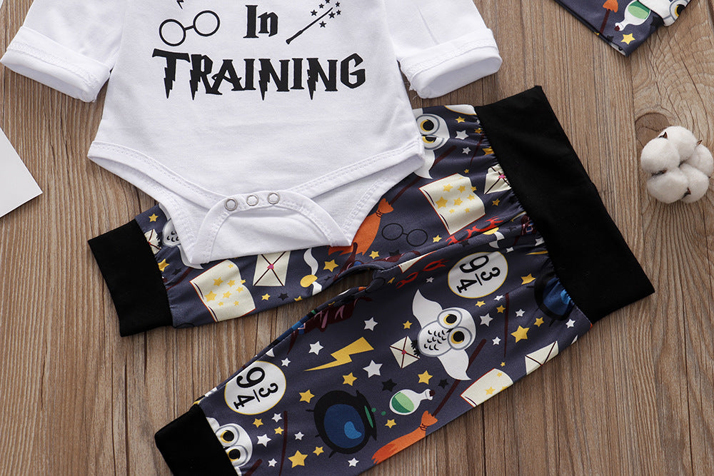 3 Piece Romper "Wizard in Training" or "Little Wizard has Arrived" Set