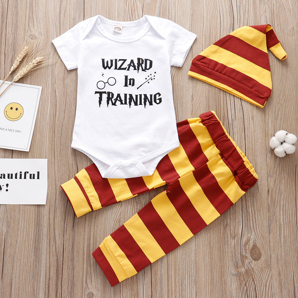 3 Piece Romper "Wizard in Training" or "Little Wizard has Arrived" Set