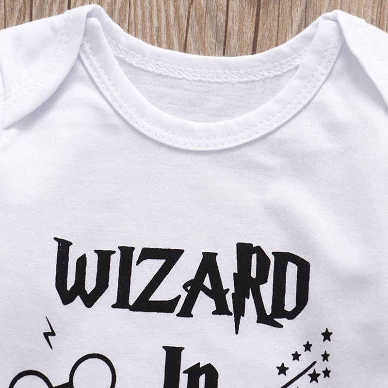 3 Piece Romper "Wizard in Training" or "Little Wizard has Arrived" Set