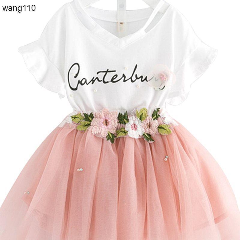 Girls’ Summer Clothing Sets – 2-Piece T-Shirt & Hole Pants Outfit