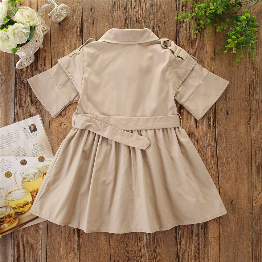 Korean-Style Summer Clothing – Beige Shirt & Dress for Girls