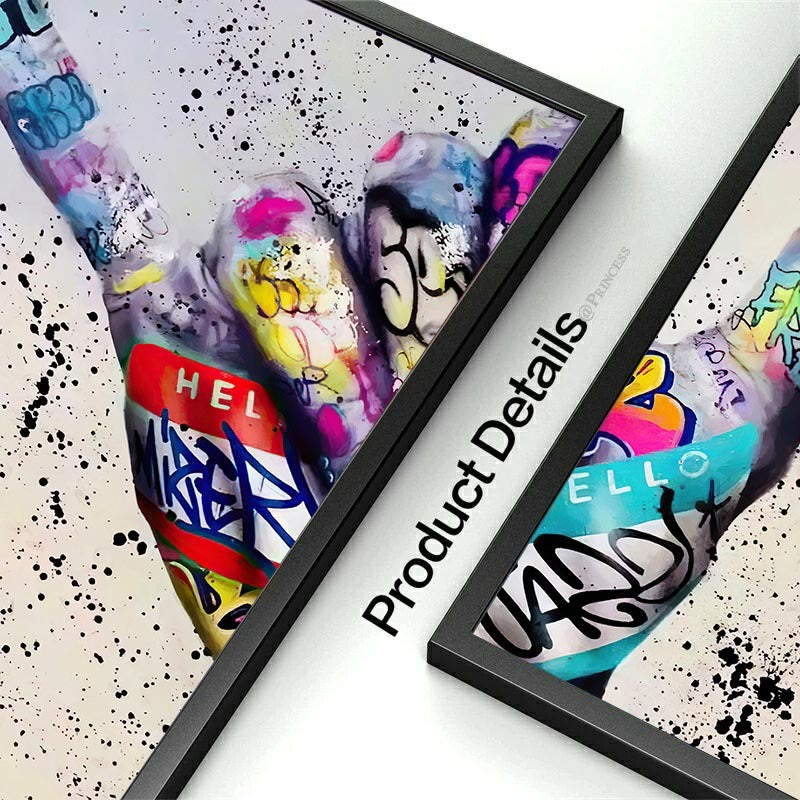 Abstract Graffiti Canvas Art – Hand Gesture Street Style Wall Poster