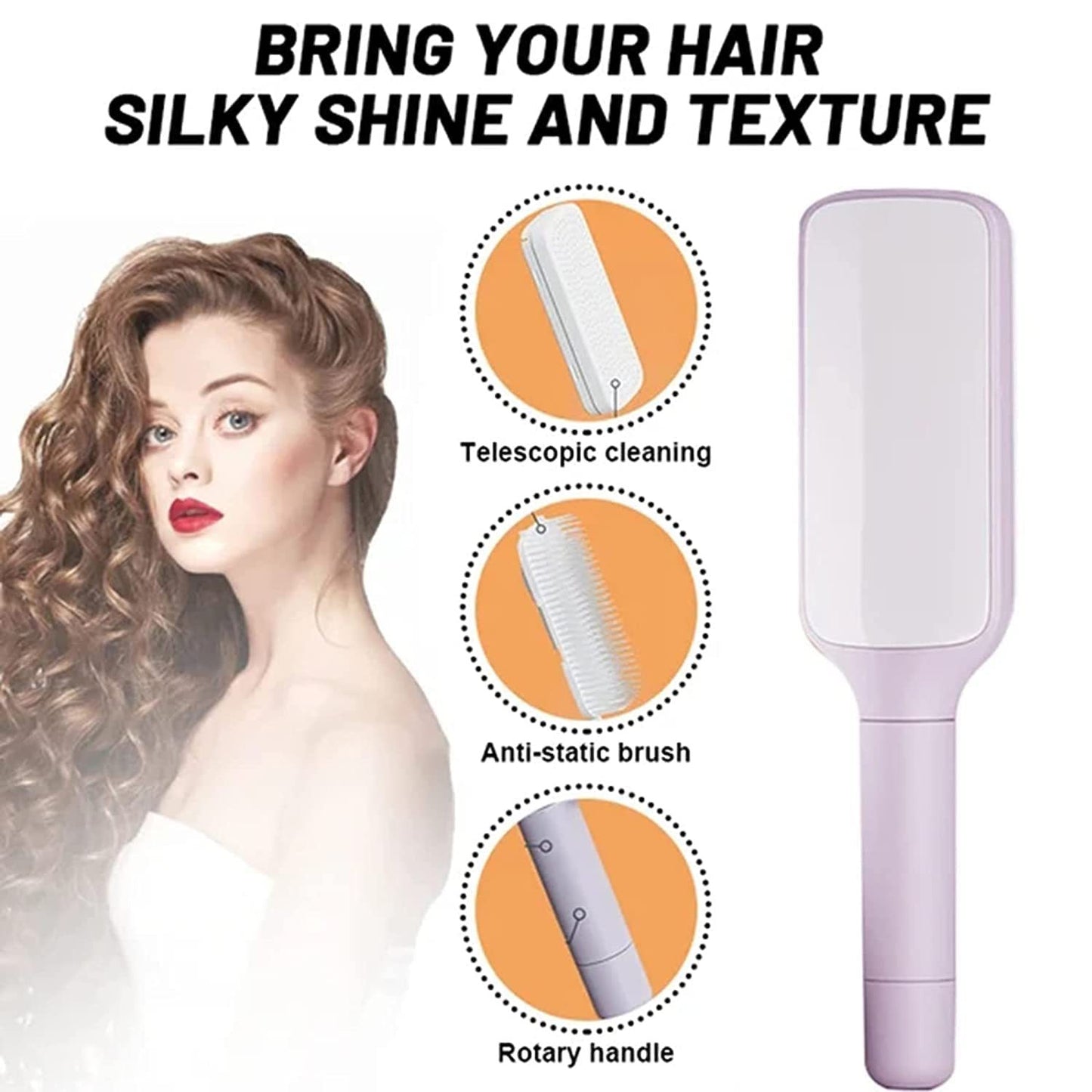 4-in-1 Self-Cleaning Hair Brush – Anti-Static Scalable Massage Comb with Rotating Lift Design