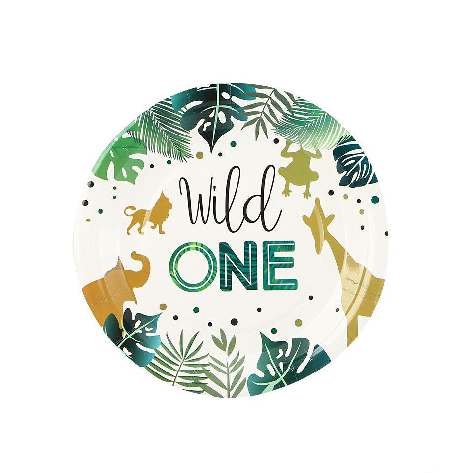 Wild One Party Tableware – Jungle Safari Theme Paper Plates & Cups for 1st Birthday or Baby Shower