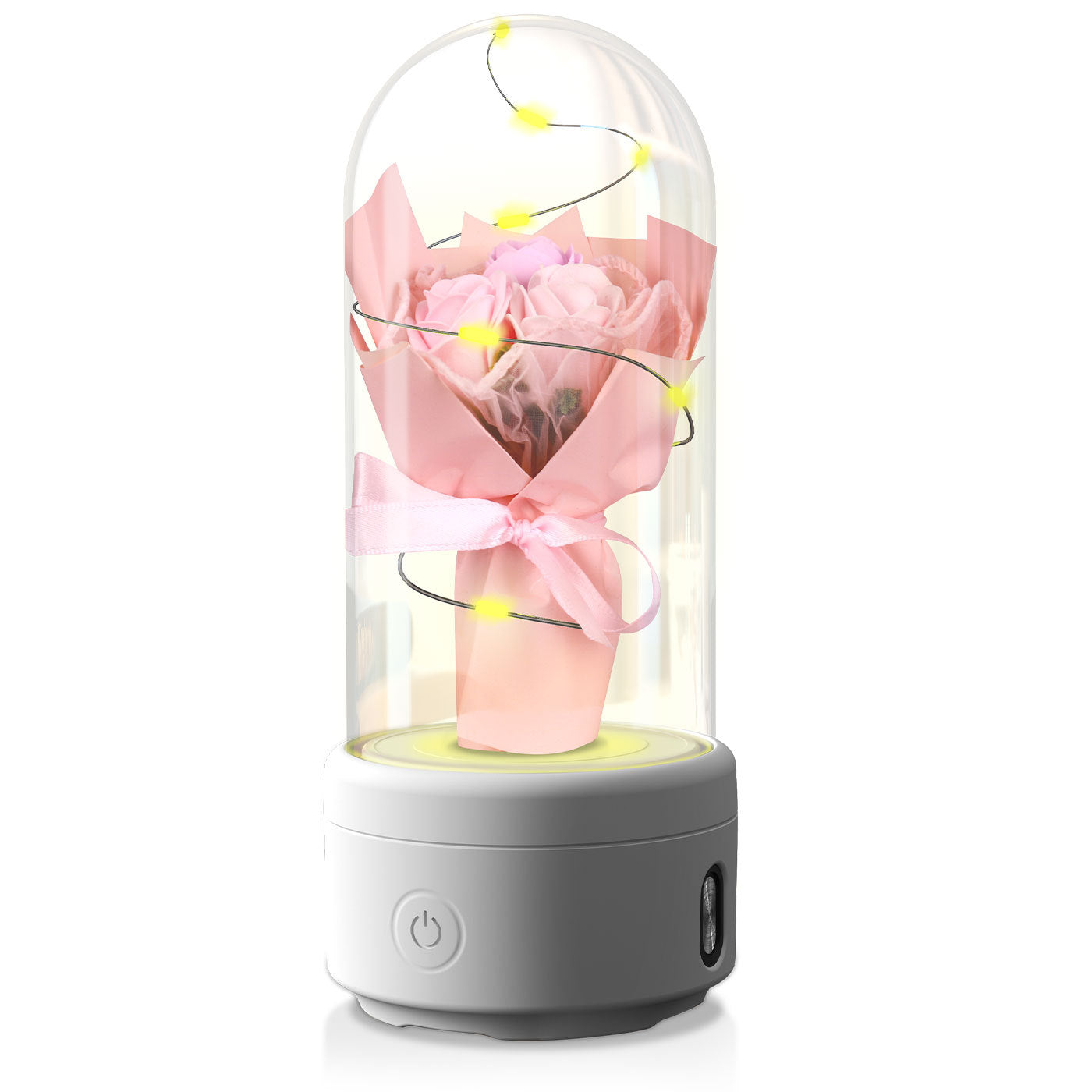 Mother’s Day Gifts – LED Rose Bouquet with Bluetooth Speaker in Glass Dome