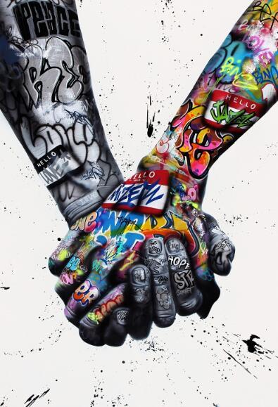 Abstract Graffiti Wall Art Print – Hand Gesture Street Style Poster (No Frame)