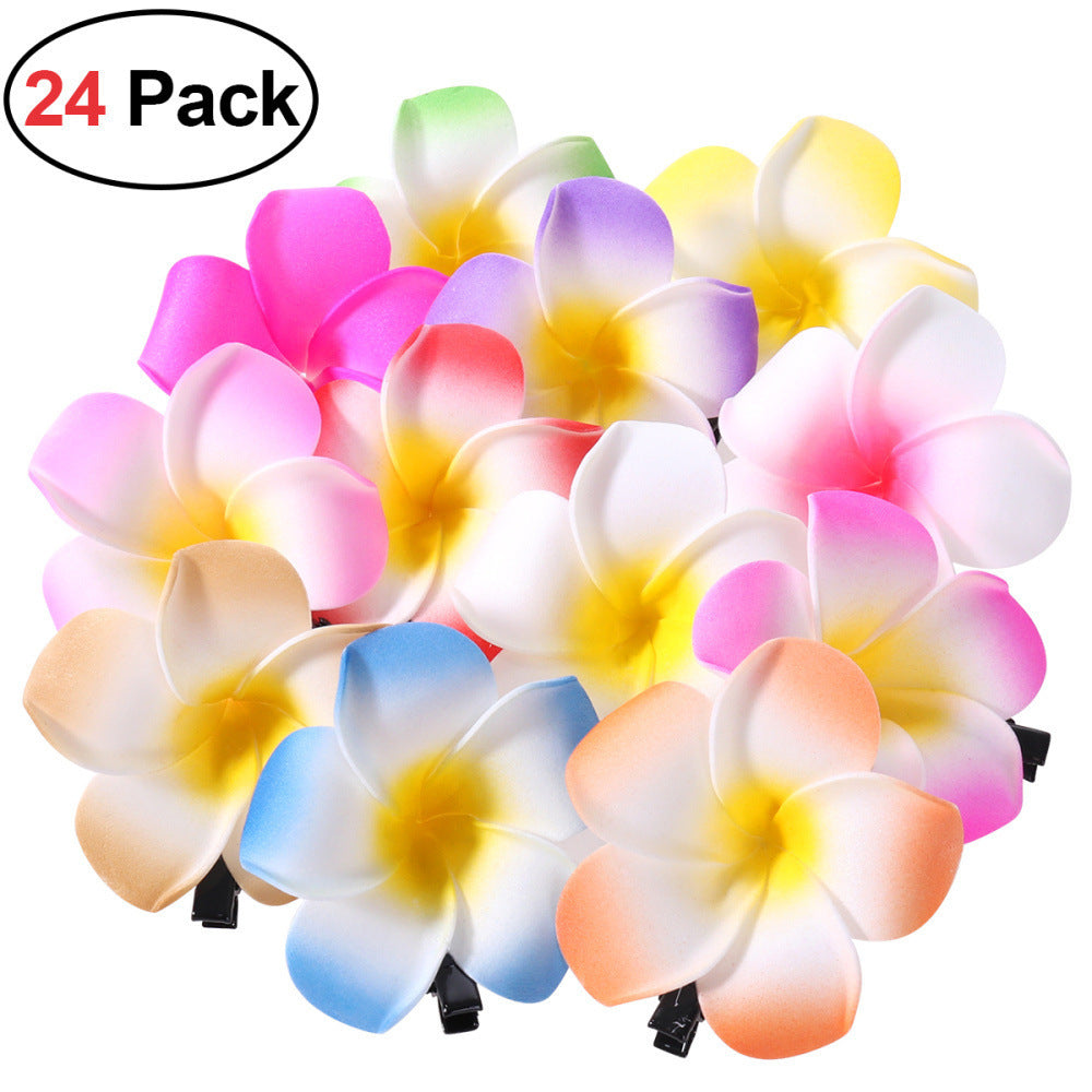 24pcs Hawaiian Plumeria Hair Clips