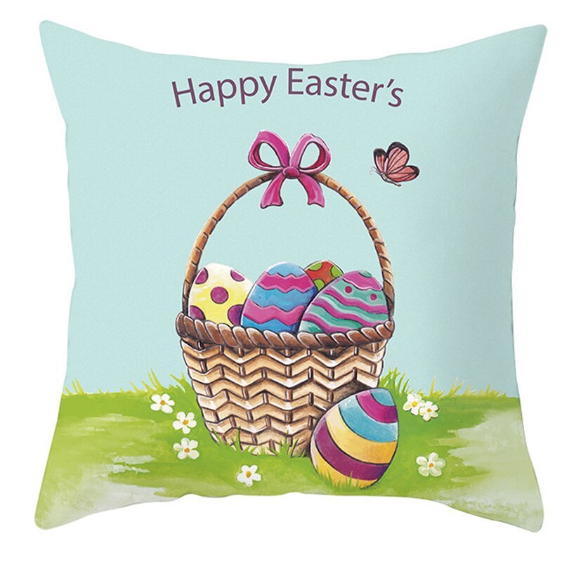 Easter Pillowcase – Soft Short Plush Cushion Cover for Spring & Holiday Home Decor