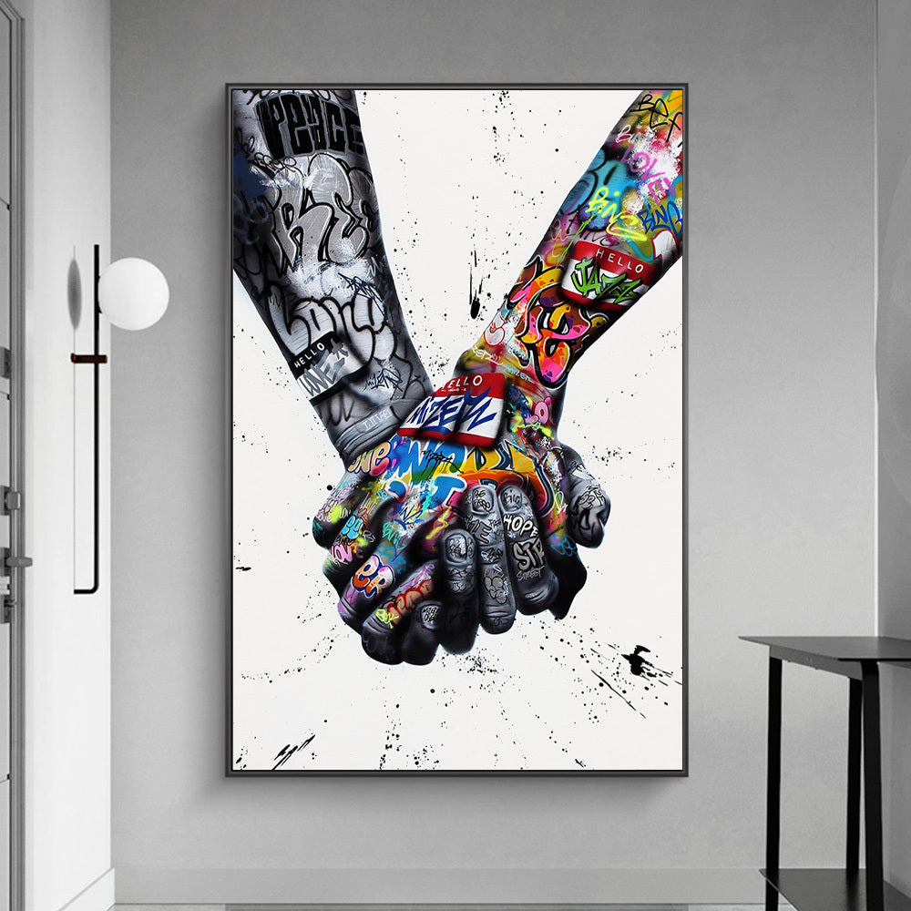 Abstract Graffiti Wall Art Print – Hand Gesture Street Style Poster (No Frame)