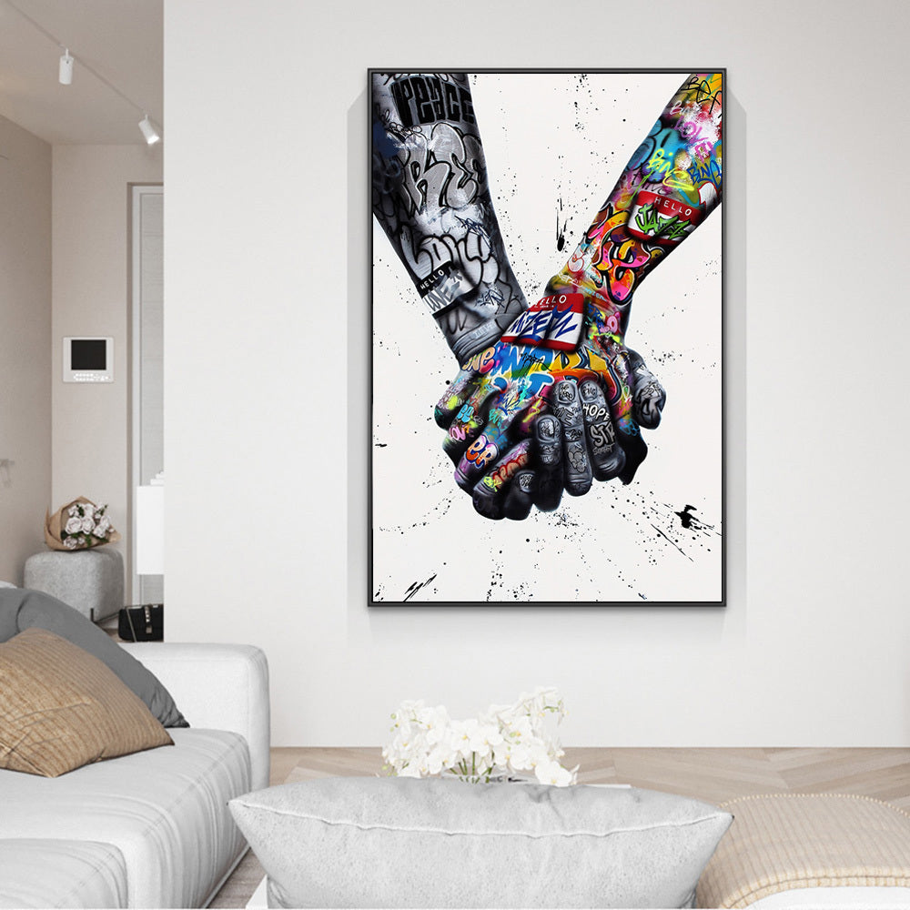 Abstract Graffiti Wall Art Print – Hand Gesture Street Style Poster (No Frame)
