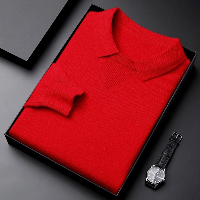 Men’s Knitwear Lapel Pullover – Fashionable & Casual Bottoming Shirt
