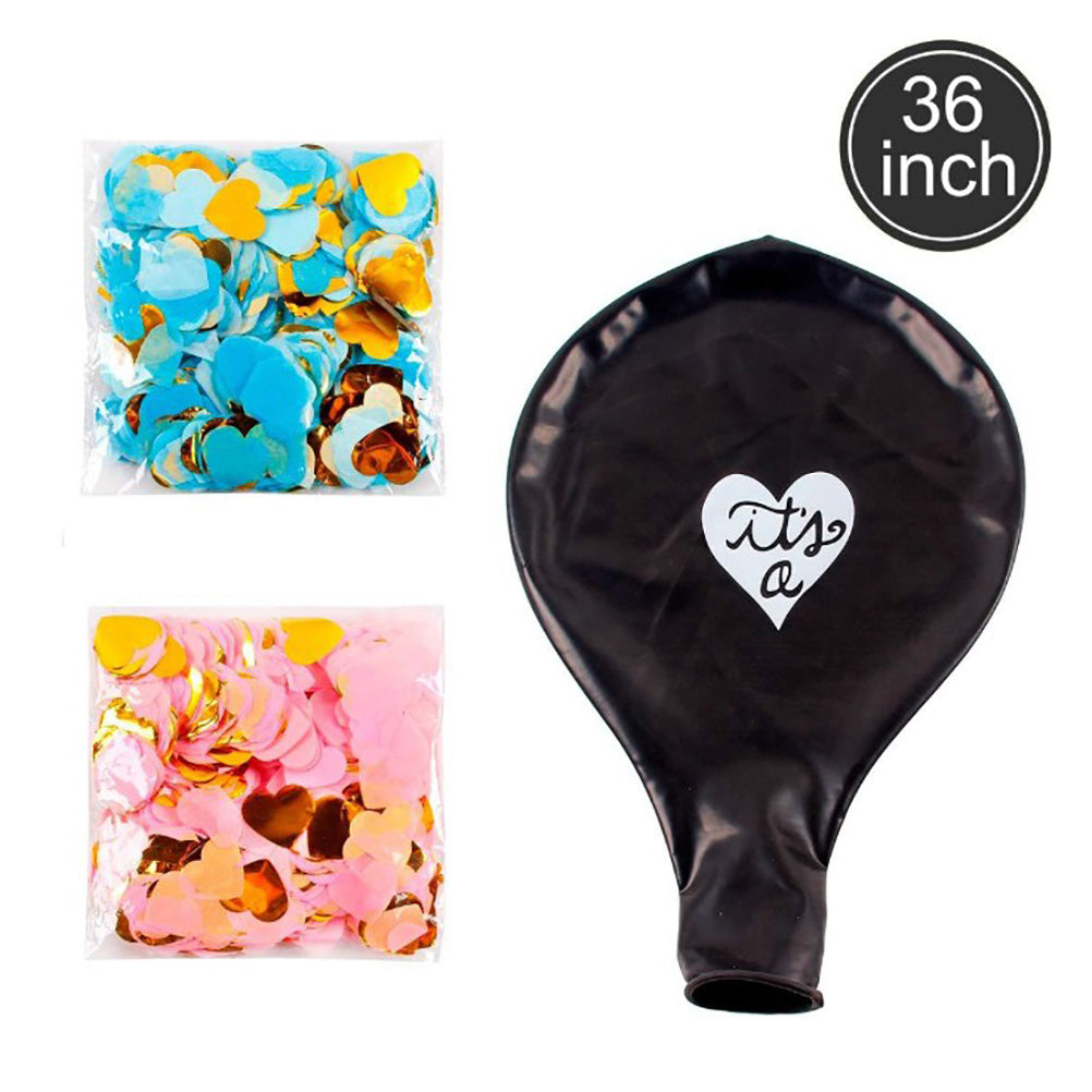 69PCS Baby Gender Reveal Party Supplies Kit Black Balloon Pink Blue Confetti Boy or Girl Banner Party Decorations Photo Props