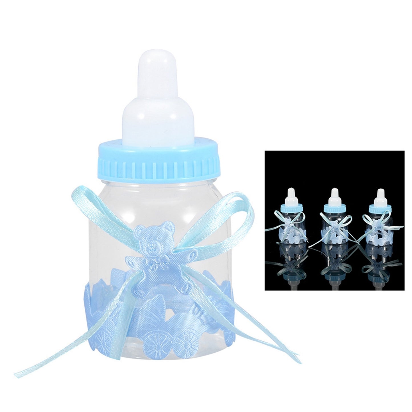 24Pcs Fillable Baby Bottle Candy Boxes – Blue Party Favors for Baby Shower Decorations & Gifts