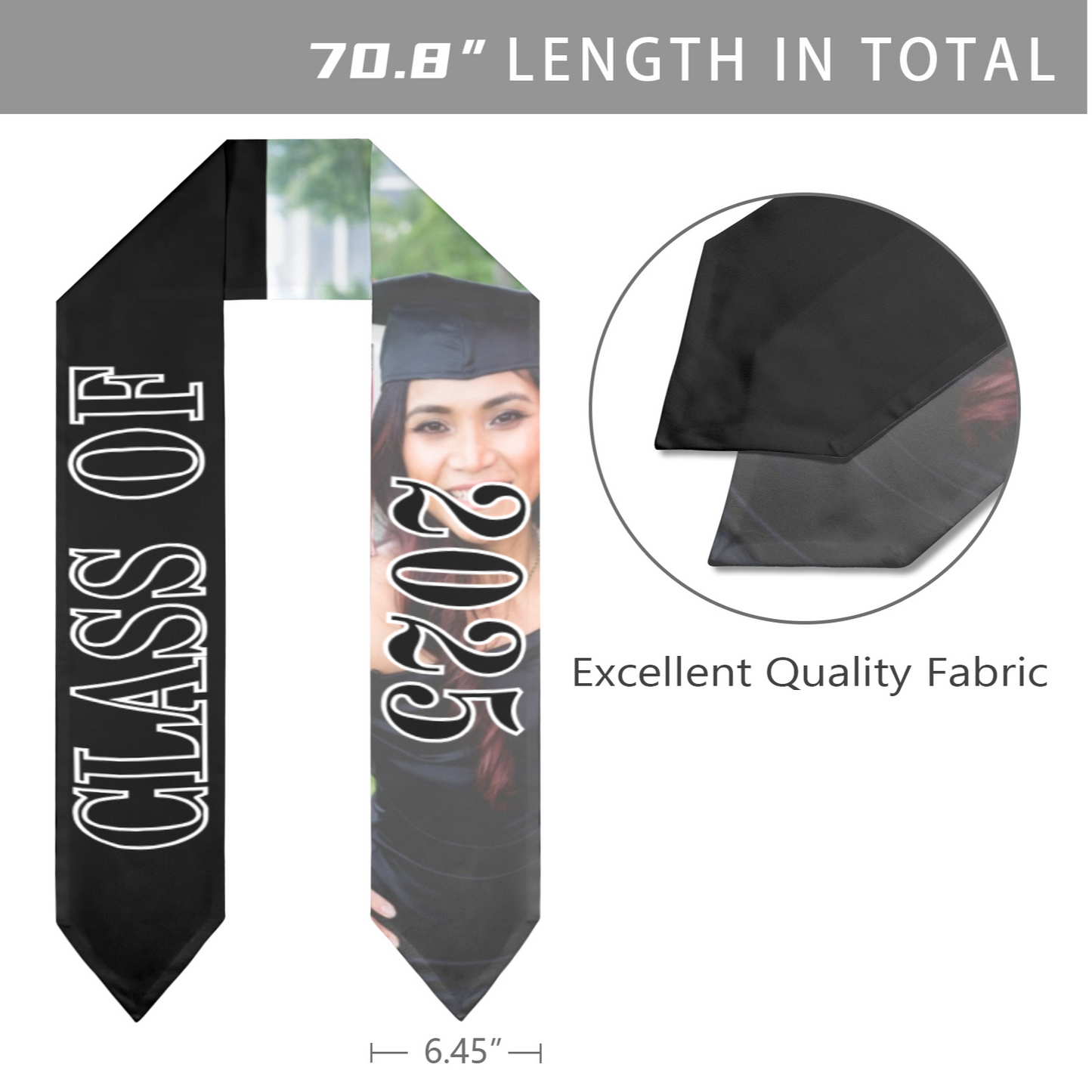 Class of 2025 Graduation Stole – Personalized Satin Graduation Sash