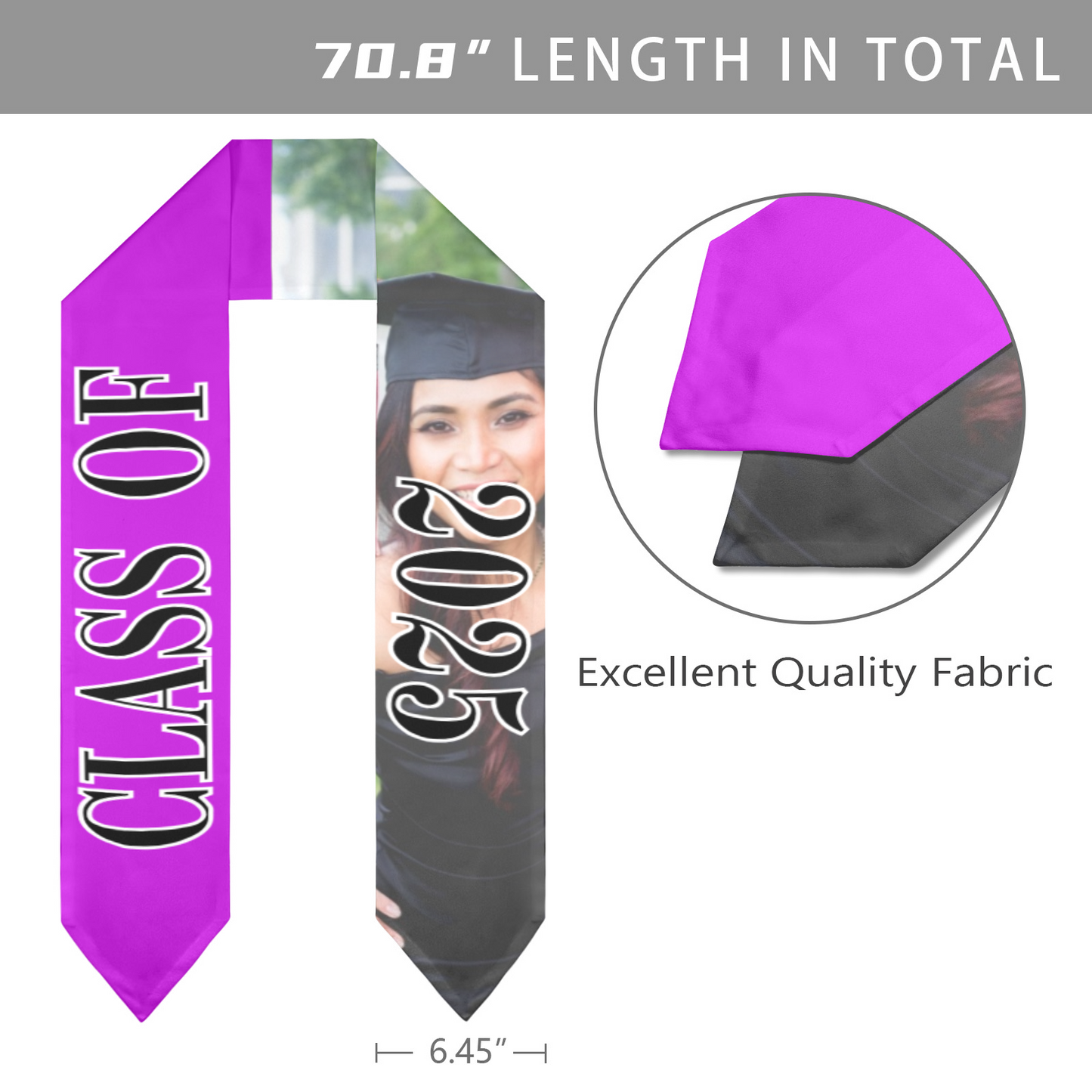 Class of 2025 Graduation Stole – Personalized Satin Graduation Sash