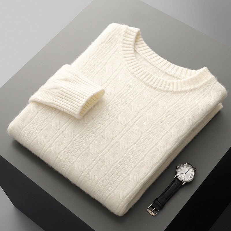 Men’s Round Neck Cashmere Sweater – Classic Long Sleeve Pullover