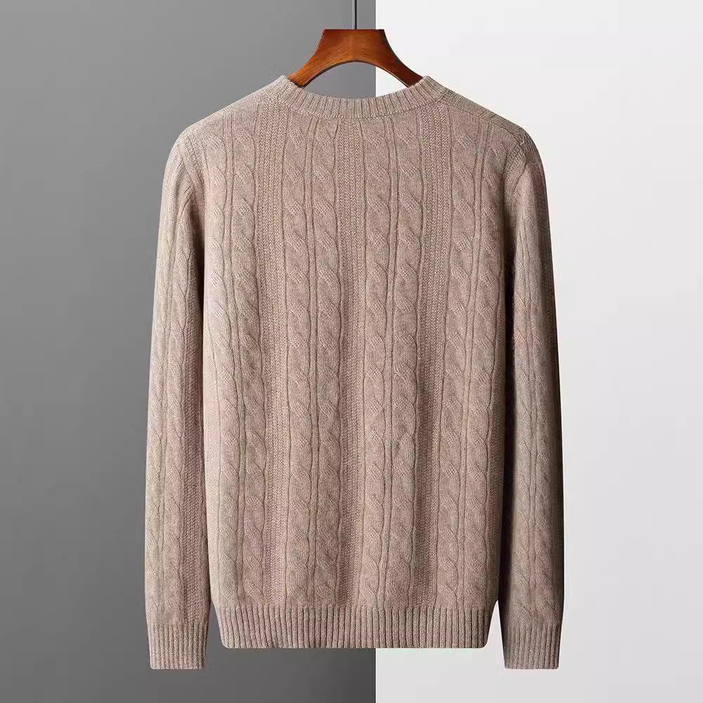 Men’s Round Neck Cashmere Sweater – Classic Long Sleeve Pullover