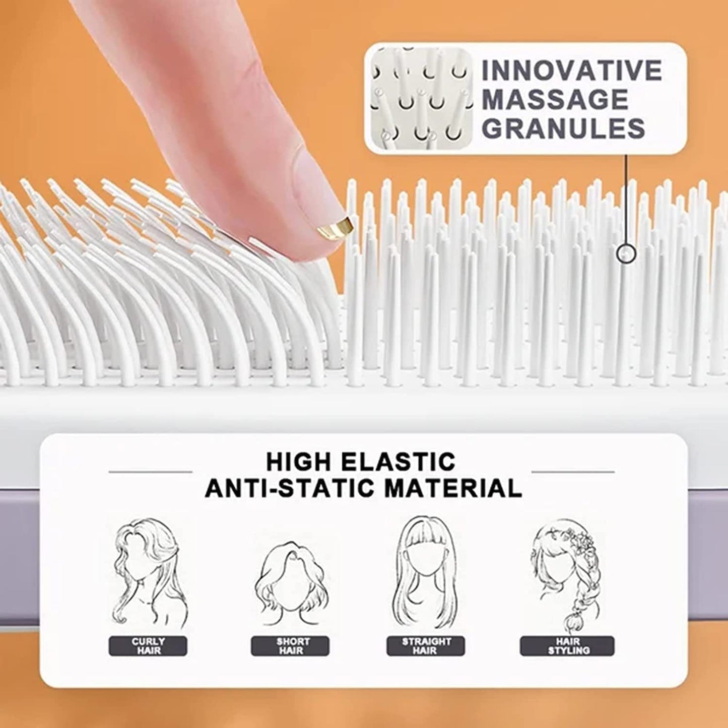 4-in-1 Self-Cleaning Hair Brush – Anti-Static Scalable Massage Comb with Rotating Lift Design
