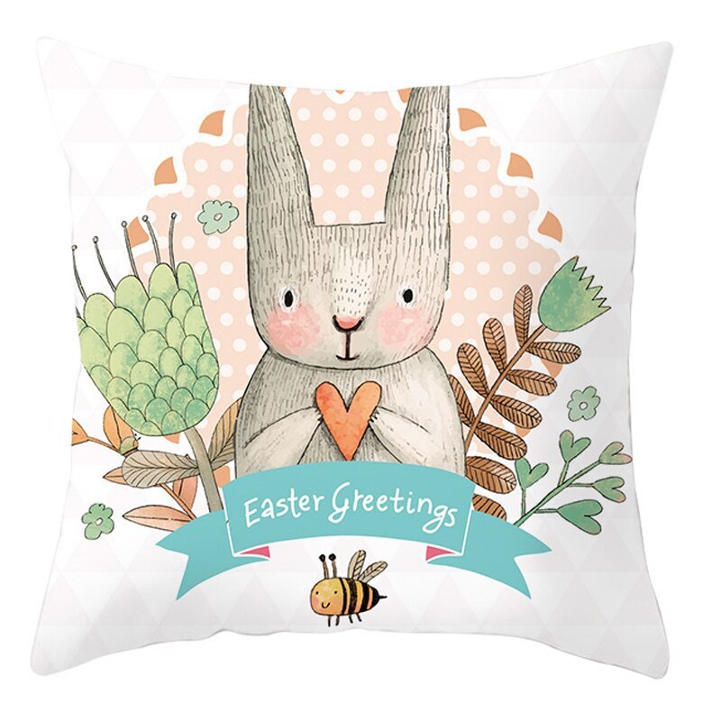 Easter Pillowcase – Soft Short Plush Cushion Cover for Spring & Holiday Home Decor