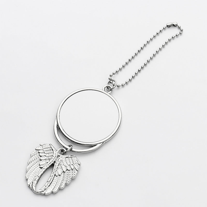 Sublimation Angel Wings Car Pendant – Round DIY Hanging Car Accessory