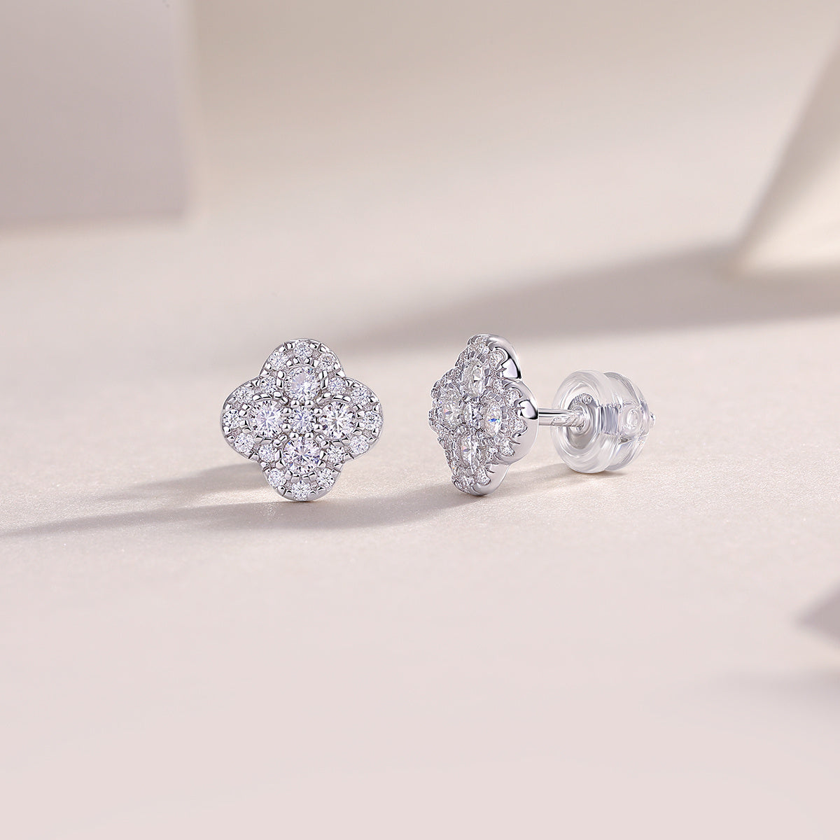 Luxury Moissanite Diamond Stud Earrings – Silver Fashion Jewelry Inspired by Fragrance Elegance