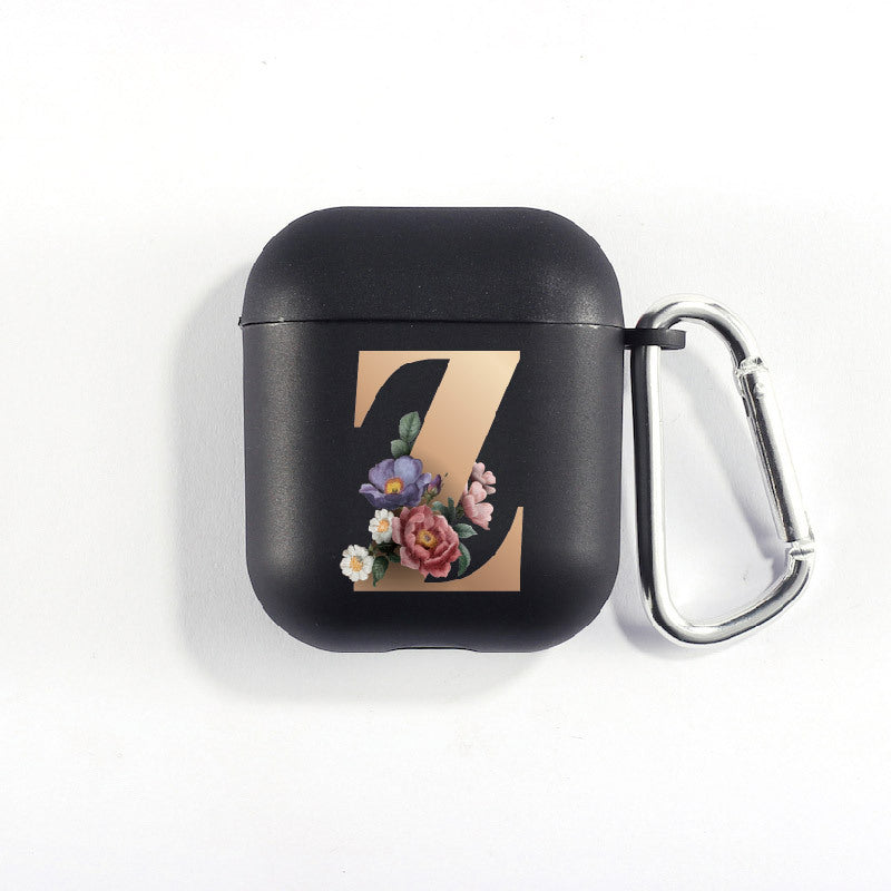 Matte Black Alphabet Series-Earbud Case