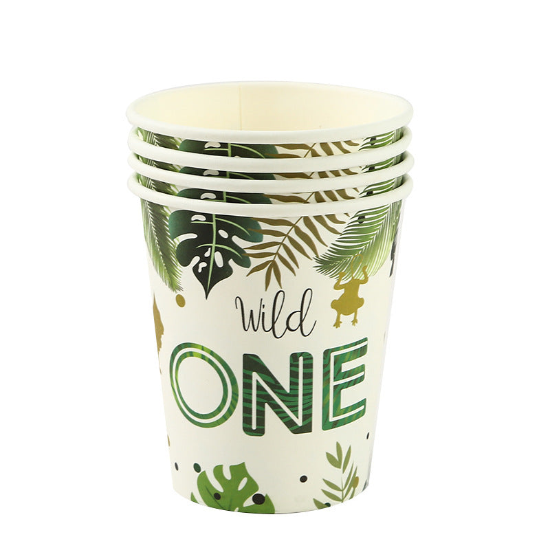 Wild One Party Tableware – Jungle Safari Theme Paper Plates & Cups for 1st Birthday or Baby Shower