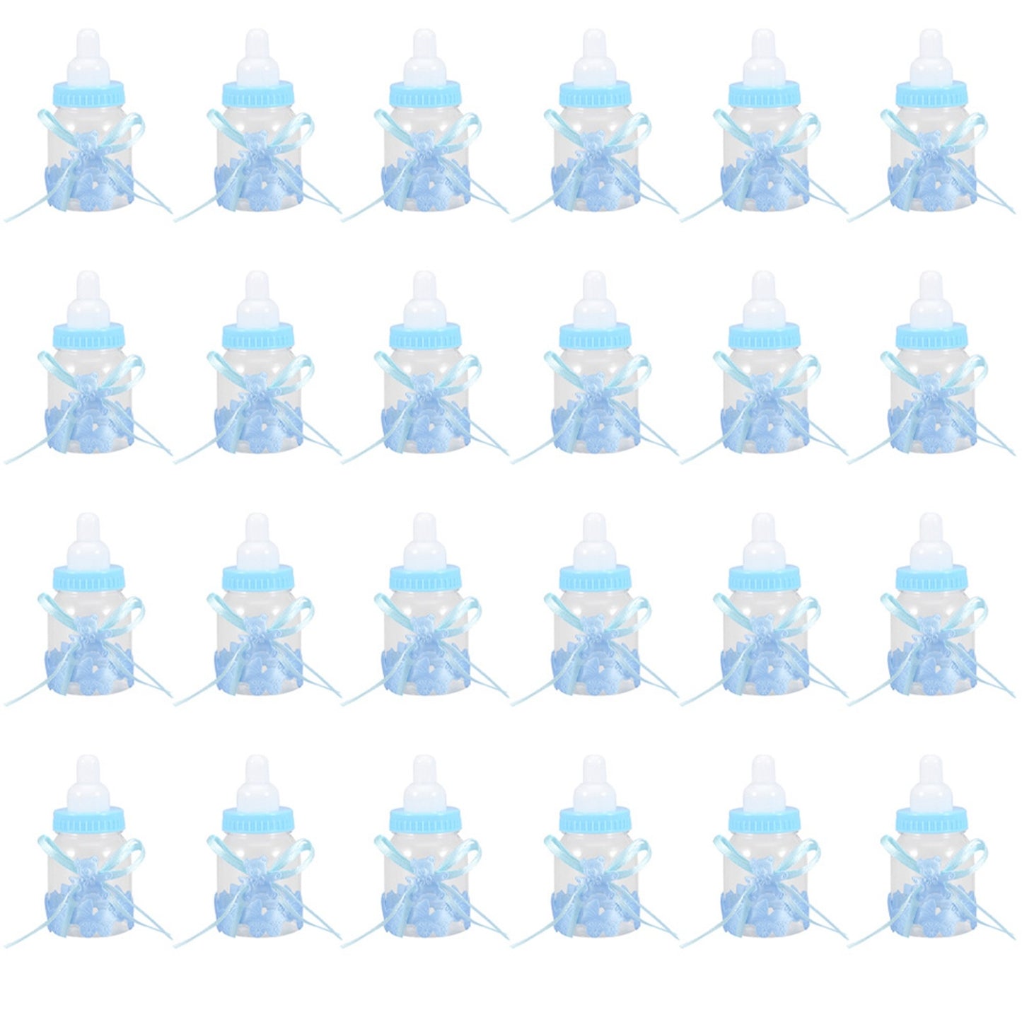 24Pcs Fillable Baby Bottle Candy Boxes – Blue Party Favors for Baby Shower Decorations & Gifts