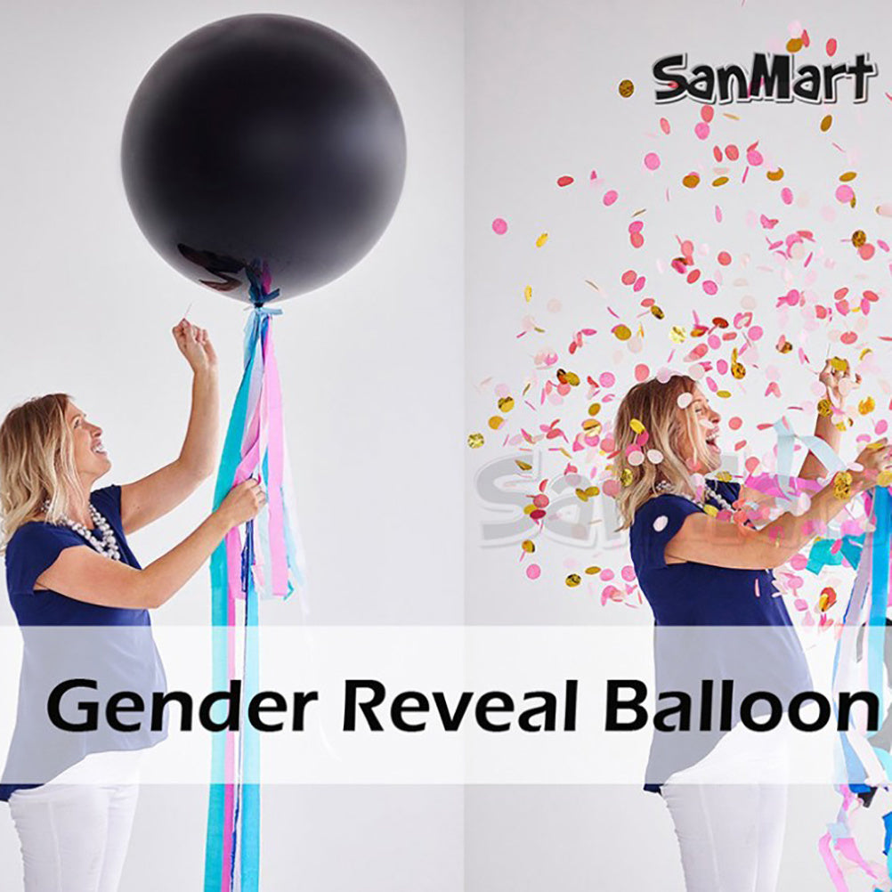 69PCS Baby Gender Reveal Party Supplies Kit Black Balloon Pink Blue Confetti Boy or Girl Banner Party Decorations Photo Props