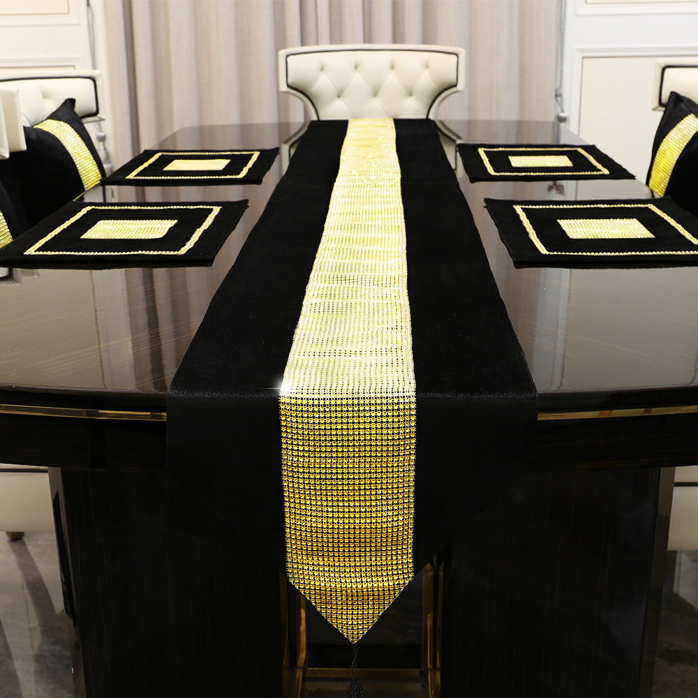 High Quality European Style Golden Rhinestone-Black
