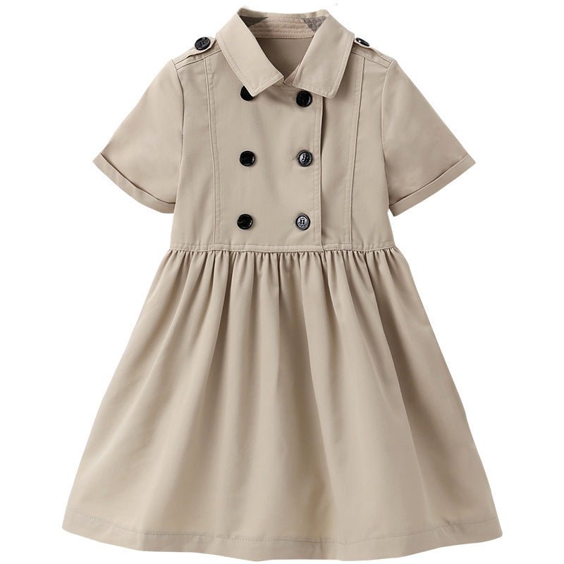 Korean-Style Summer Clothing – Beige Shirt & Dress for Girls