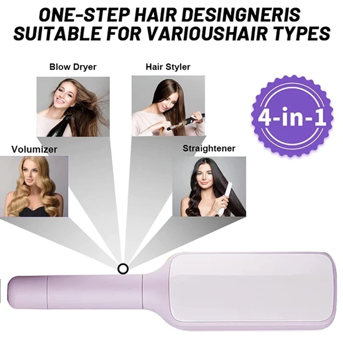 4-in-1 Self-Cleaning Hair Brush – Anti-Static Scalable Massage Comb with Rotating Lift Design