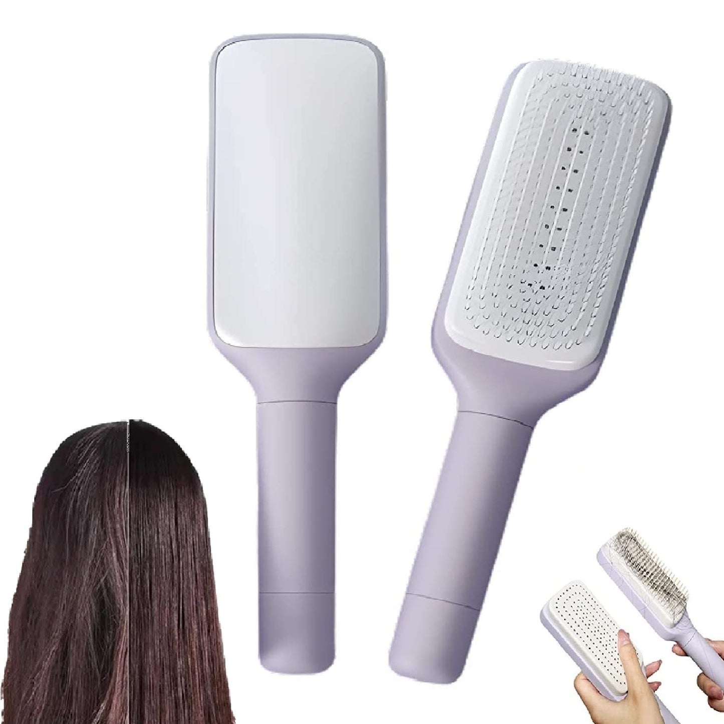 4-in-1 Self-Cleaning Hair Brush – Anti-Static Scalable Massage Comb with Rotating Lift Design