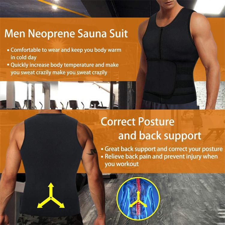 Men’s Fitness Sauna Vest – Waist Trainer Sweat Shirt with Double Belt & Body Shaper Corset