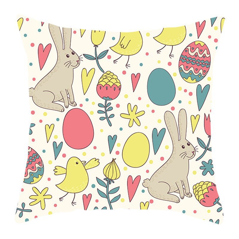 Easter Pillowcase – Soft Short Plush Cushion Cover for Spring & Holiday Home Decor