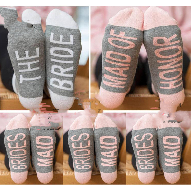 Wedding Party Cotton Socks – Soft Crew Socks for Bride & Bridesmaids