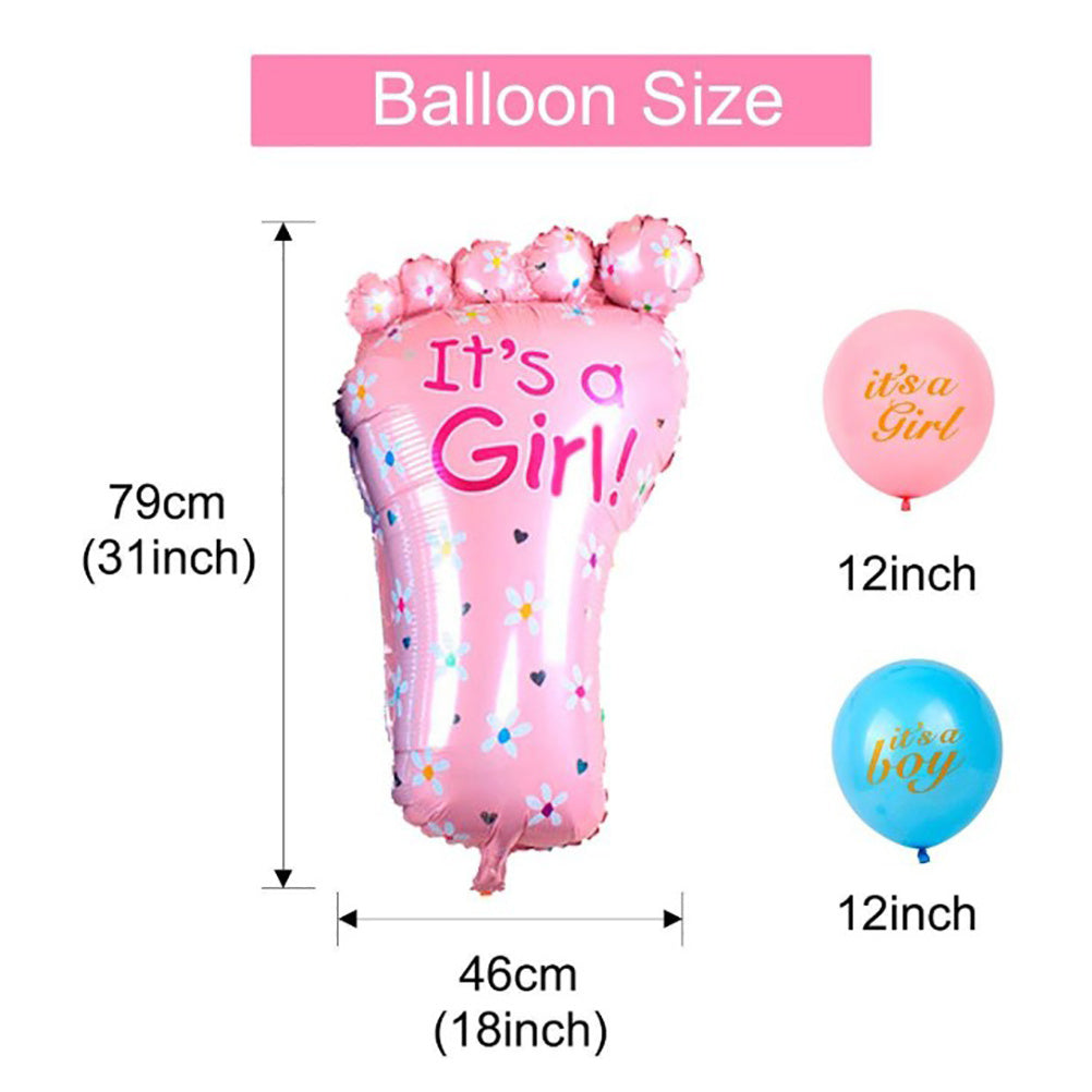 69PCS Baby Gender Reveal Party Supplies Kit Black Balloon Pink Blue Confetti Boy or Girl Banner Party Decorations Photo Props