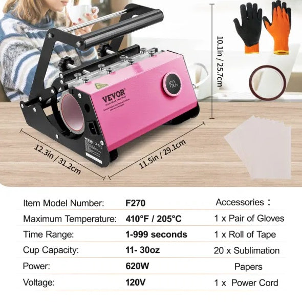 VEVOR Mug Heat Press Machine – 11–30oz Tumbler & Cup Sublimation Press