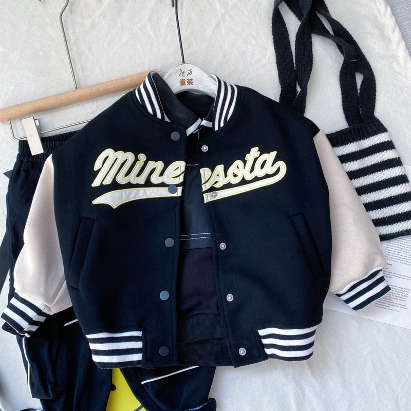 Children’s Korean Baseball Uniform Jacket – Stylish All-Match Boys’ Outerwear