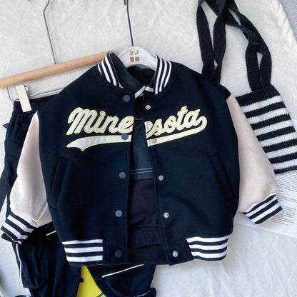 Children’s Korean Baseball Uniform Jacket – Stylish All-Match Boys’ Outerwear