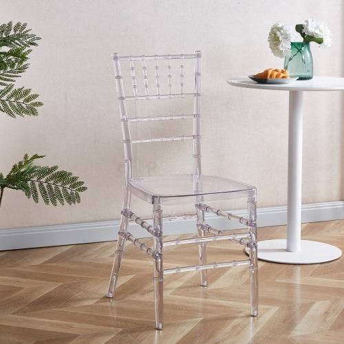 Set of 4 Elegant Dining Chairs – Welded Frame with Sleek Plastic Seats for Events & Special Occasions