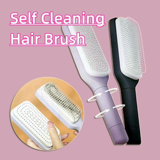 4-in-1 Self-Cleaning Hair Brush – Anti-Static Scalable Massage Comb with Rotating Lift Design